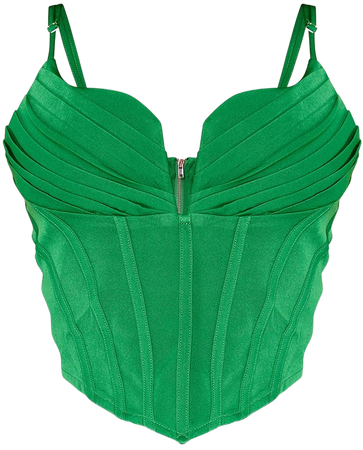 Bright Green Strappy Pleated Bust Corset Crop Top | PrettyLittleThing USA