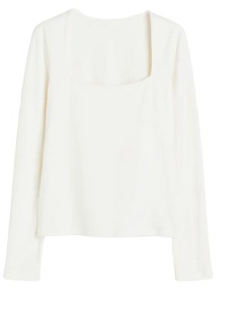 Long-sleeved Jersey Top - Cream - Ladies | H&M US
