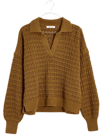 Sunbury Open-Stitch Polo Sweater