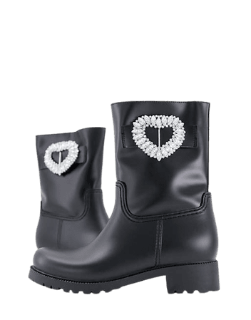 ASOS DESIGN Gemma embellished wellie boots in black | ASOS