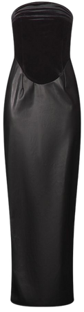 Black Contrast Skirt Bandeau Corset Midaxi Dress | PrettyLittleThing USA