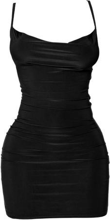 Petite Black Slinky Cowl Neck Dress | PrettyLittleThing USA