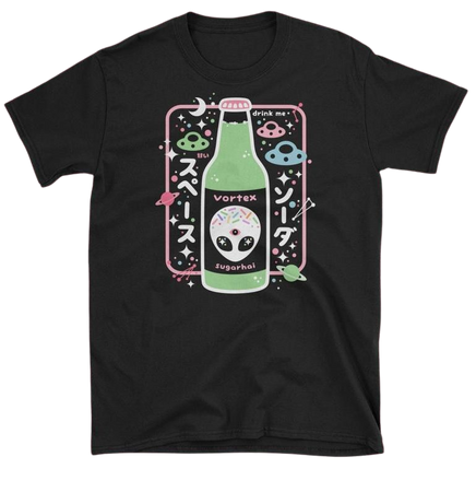 Harajuku Oversized Shirts Kawaii Pastel Goth Alien Soda | Etsy