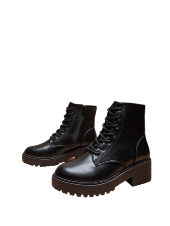 Minimalist Lace-up Front Combat Boots | SHEIN USA