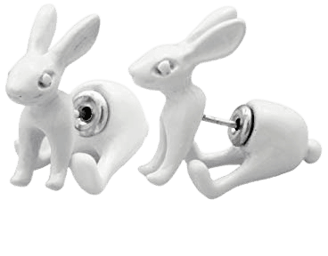 Amazon.com: Q&Q Fashion 1Pair White 3D March Hare Rabbit Bunny Alice In Wonderland Earrings Ear Studs: Sports & Outdoors