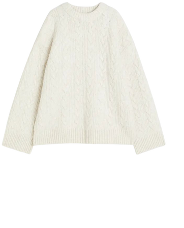 Oversized Cable-knit Sweater - Natural white - Ladies | H&M US