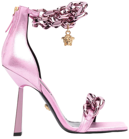Versace pink chain-link square sandals - FARFETCH