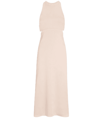 Satin Halter Side Cutout Midi Dress | Express