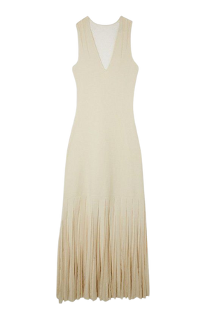 Viscose Blend Sheer Skirt Maxi Knit Dress | Karen Millen