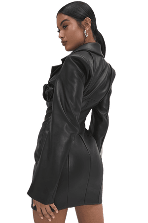 Clothing : Jackets : Mistress Rocks 'Bold Moves' Black Vegan Leather Blazer Dress