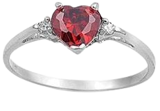 Sterling Silver Ruby Red Heart Ring with Heart-Shaped Gift-Box – Silver Moon Bay