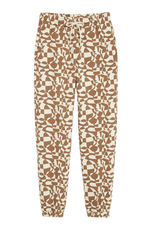 Beige and brown cotton sweatpants - Beige & brown soft circles - Monki WW