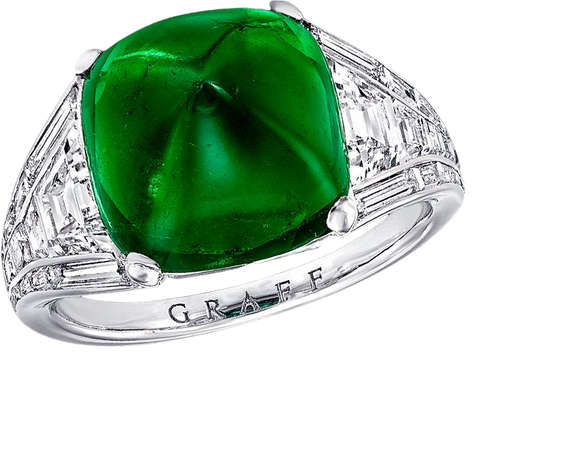 Sugarloaf Colombian Emerald and Diamond Ring, 9.28 CT sugarloaf Colombian emeral