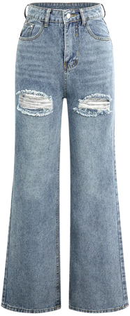 Frayed High Waist Wide Leg Jeans – Micas