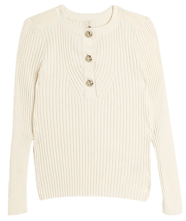 Cream ribbed knit top | River Island