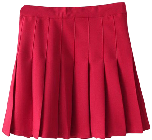 Pleated red mini skirt