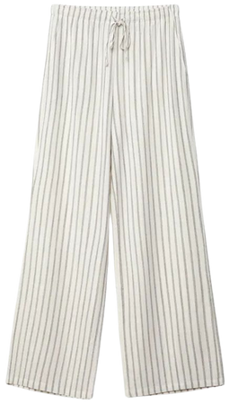 Striped flowing linen blend trousers with elasticated waistband - Women's Clothing | Stradivarius United States