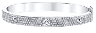 18k Gold Pave Oval Bracelet With Three Round Diamonds By Anita Ko | Moda Operandi