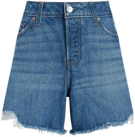 Curvy Mid Rise Covered Button Fly Boyfriend Jean Shorts | Express