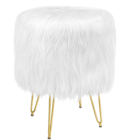Greenstell Ottoman Stool with Storage, Vanity Stool Chair with 4 Metal Legs & Anti-Slip Pad, Round Modern Faux Fur Foot Stool, Removable Lid & Top Try Dressing Make Up Chair for Living Room, Bedroom (White) : Amazon.ca: Home