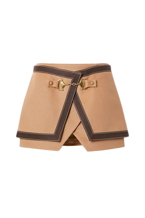 Camel Layered cotton-trimmed wool and cashmere-blend mini skirt | Balmain | NET-A-PORTER