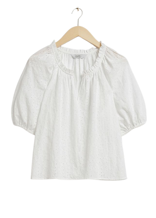 Loose-Fit Frilled Edge Blouse - White - Blouses - & Other Stories US