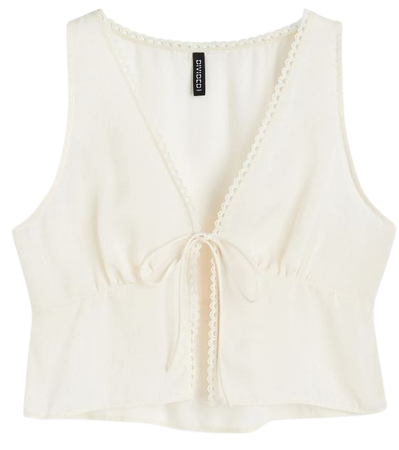 Tie-detail satin vest top - Cream - Ladies | H&M GB