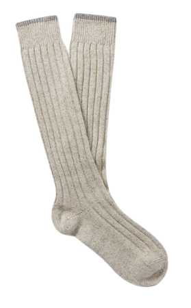 Brunello Cucinelli Men's White Ribbed Cashmere Socks