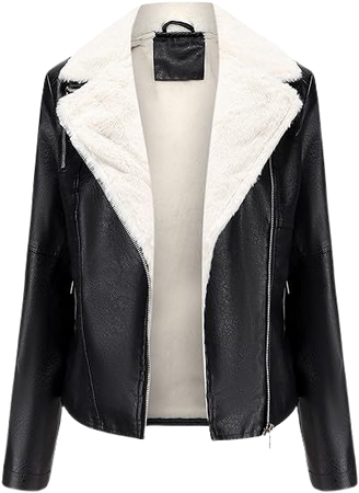 ZLSLZ Womens Faux PU Leather Fleece Winter Warm Slim Biker Motorcycle Jacket Coat at Amazon Women's Coats Shop