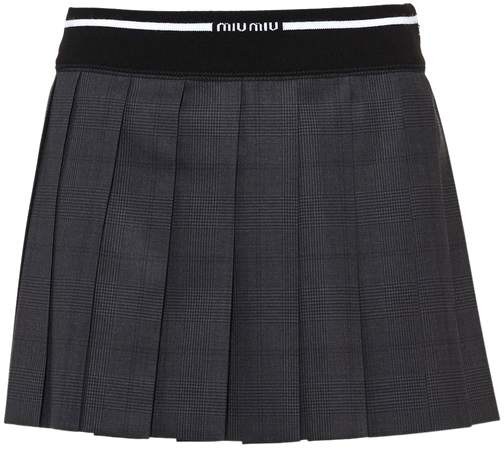 Miu Miu Glen plaid-check Pleated Mini Skirt - Farfetch