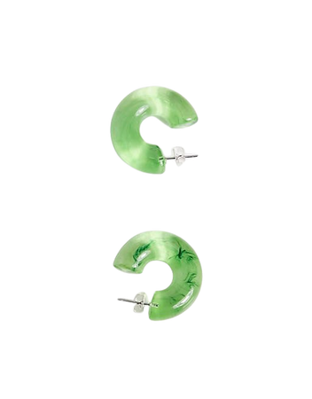 Weekday plastic hoop earrings in green marble | ASOS
