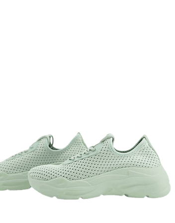 ASOS DESIGN Wide Fit Denmark chunky knit lace up sneakers in mint | ASOS