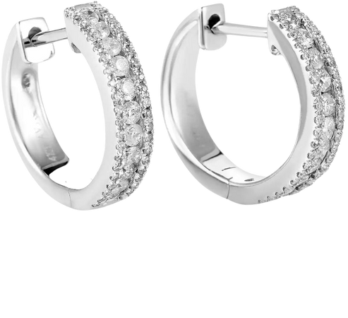 LB Exclusive 14K White Gold Diamond Hoop Earrings For Sale at 1stDibs