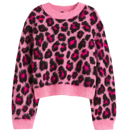 Knit Sweater - Pink/leopard patterned - Ladies | H&M US