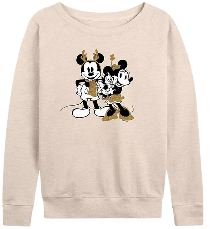 Disney's Mickey and Minnie Mouse Women's Sparkle Slouchy Graphic Sweatshirt