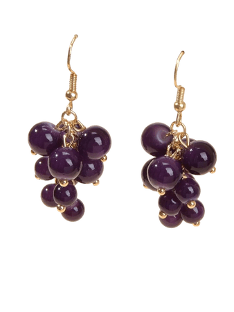 Purple Grapes Bead Drop Earrings