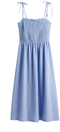 Tie-shoulder-strap Smocked Dress - Light blue - Ladies | H&M US