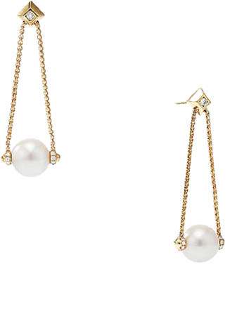 David Yurman Solari Pearl Drop Earrings with Diamonds in 18K Yellow Gold | Nordstrom