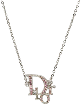 Buy Dior Logo Pink Crystal Silver Tone Necklace