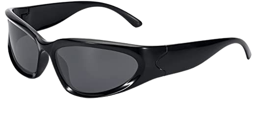 Amazon.com: LIKSMU Wrap Around Street Fashion Sunglasses for Women Men Swift Oval Trendy Shades Sun Glasses 100% UV Protection Grey Lens and Light Black Frame : Clothing, Shoes & Jewelry