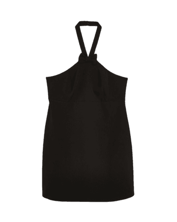 Black halter neck shift mini dress | River Island