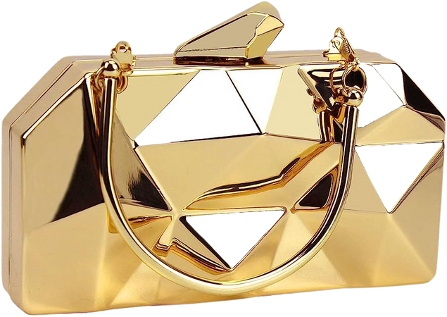 Reberomantic Women Lattice Pattern Metal Handbag Chain Geometric Evening Clutch Purse, Gold: Handbags: Amazon.com