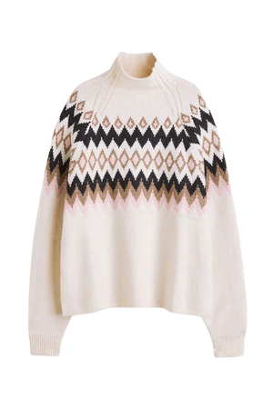 Turtleneck Jacquard-knit Sweater - Cream/patterned - Ladies | H&M US