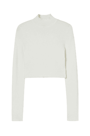 Knit Crop Top - White - Ladies | H&M US