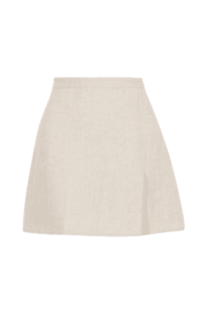 Beige Baker linen mini skirt | Reformation | NET-A-PORTER