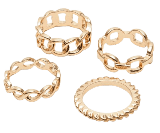 Gold Chain Link Multi Ring Set