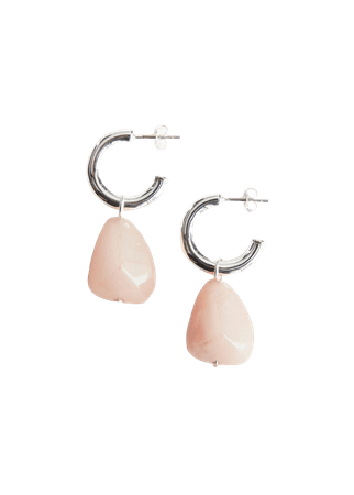 Stone Pendant Open Hoop Earrings - Light Orange - Hoops - & Other Stories