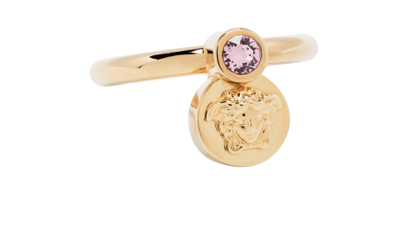 Versace Medusa rhinestone embellished ring