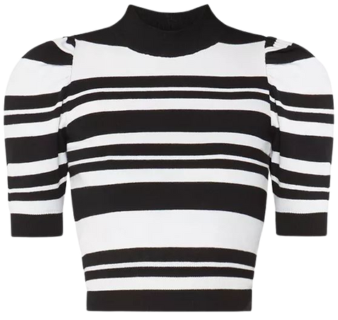 BCBGeneration Striped Cropped Sweater | Bloomingdale's white black