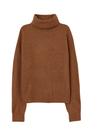 Knit Turtleneck Sweater - Brown | H&M